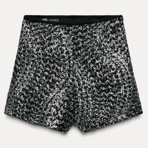New Zara BLOGGER FAVE Sequin High Waist Shorts Festive Days Collection